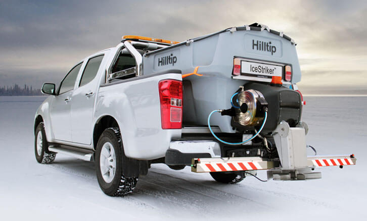 Hilltip Salt spreader mounted on pick-up